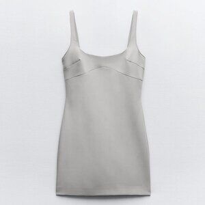 NWT ZARA Tailored Mini Dress Gray Medium